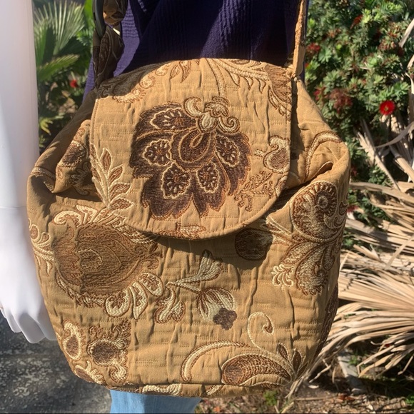 Vintage Handbags - BoHo Fabric Hobo Snap Crossbody Bag